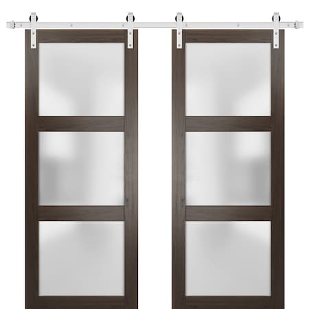 Sartodoors Double Barn Interior Door, 60" x 84", Chocolate LUCIA2552DB-S-CA-6084